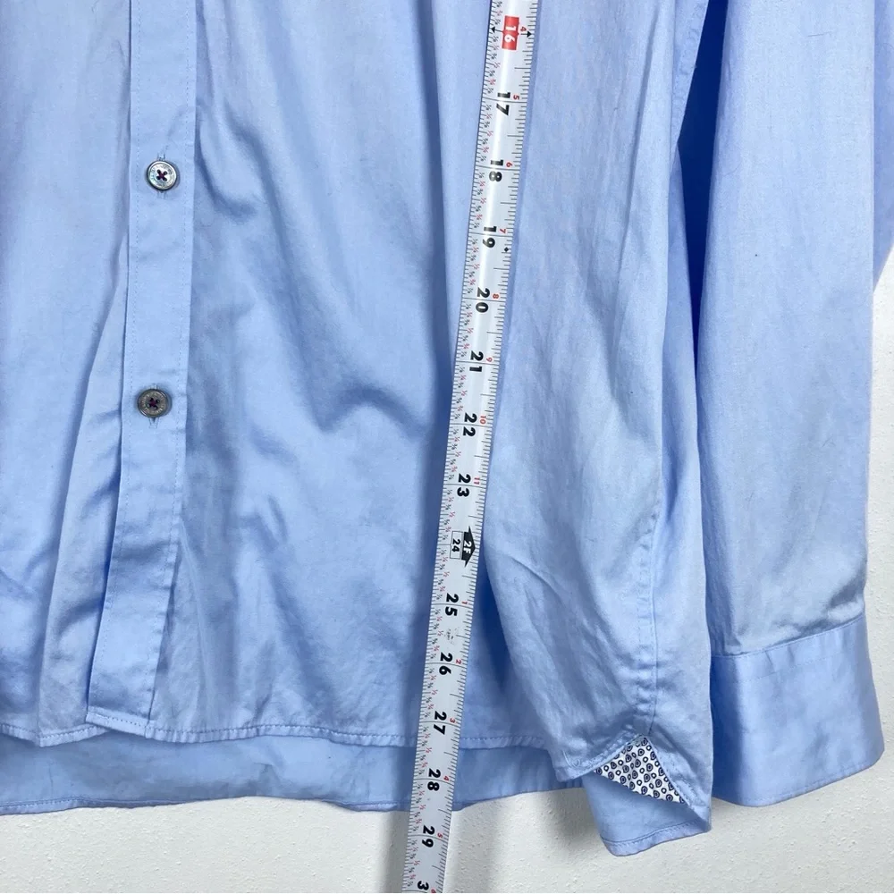 Ted Baker London Shirt Men’s Button Dow Blue  Cotton Long Sleeve Size 5 Office - Picture 11 of 16